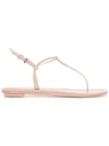 Prada Patent Leather Slingback Sandals In Nude And Neutrals