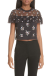 NEEDLE & THREAD FLORAL SEQUIN CROP TOP,TO0004PF18