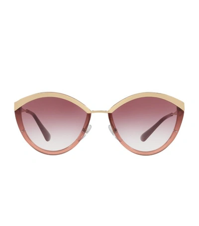 Prada Plastic Cat-eye Sunglasses In Gold/pink