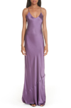 Nili Lotan Cami Silk-charmeuse Slip Gown In Lilac