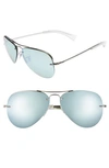Ray Ban Highstreet 59mm Semi Rimless Aviator Sunglasses - Mirror Silver In Mirror Silver