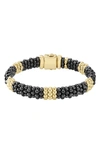 Lagos Gold & Black Caviar Collection 18k Gold & Ceramic Beaded Five Station Bracelet In Gold