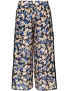 A PEACE TREATY Yuna print silk linen-blend cropped trousers,APTP917BK12966577