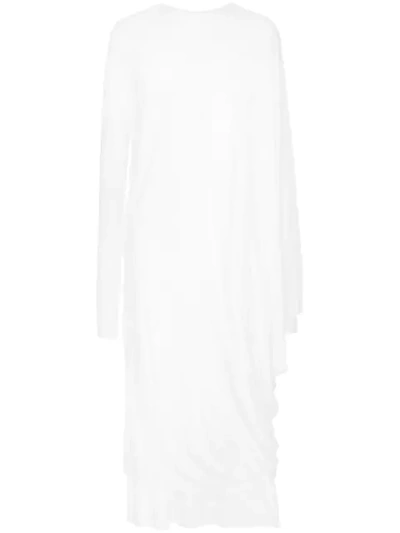 Army Of Me Draped Super Long Sweatshirt In White