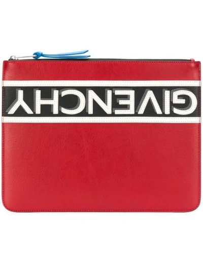 Givenchy Logo Stripe Pouch In Red