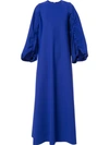 GRETA CONSTANTINE GRETA CONSTANTINE RUFFLE TRIM SLEEVES MAXI DRESS - BLUE,MYESHA12974593