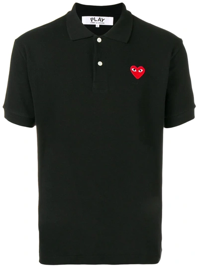 Comme Des Garçons Play Heart-patch Polo Shirt In Black