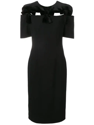 Fendi Velvet Bow Detail Stretch Dress In Black