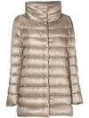 Herno Funnel-neck Padded Coat In Gold