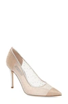 Sjp By Sarah Jessica Parker Glass Leather-trimmed Mesh Pumps In Silver