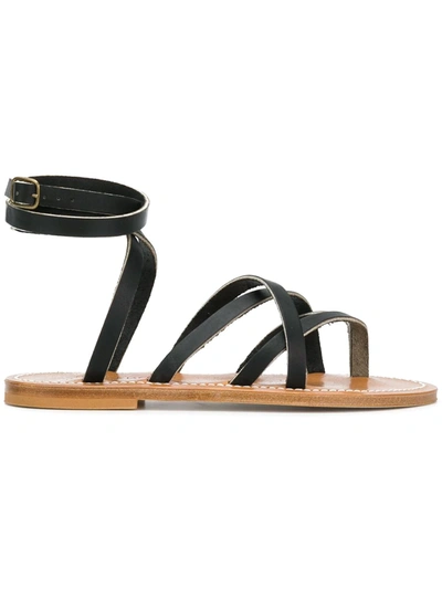 Kjacques Zenobie Wraparound Leather Sandals In Black