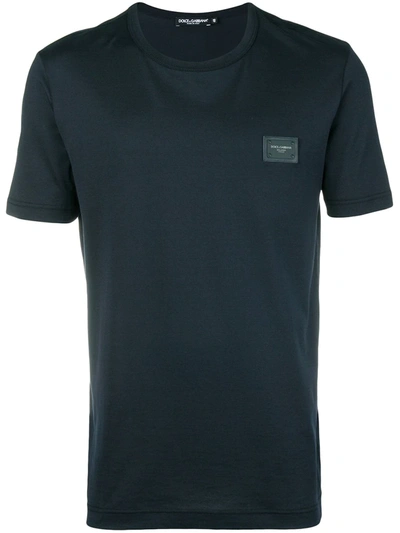 Dolce & Gabbana Logo-patch Cotton-jersey T-shirt In Blue