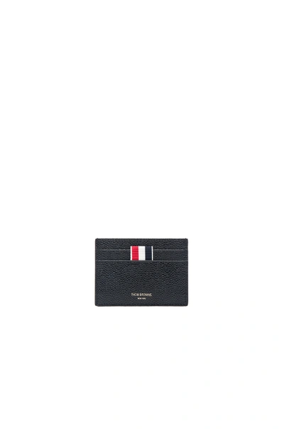 Thom Browne Pebble Grain Single Cardholder In Black