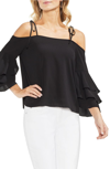 VINCE CAMUTO COLD SHOULDER RUFFLE SLEEVE TOP,9138081