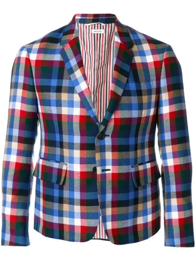 Thom Browne 苏格兰格纹斜纹高袖笼单排扣西装外套 In Multicolour