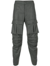 THOM BROWNE THOM BROWNE ARTICULATED SOLID WOOL FLANNEL TROUSER - GREY,MTC067A0089112559486