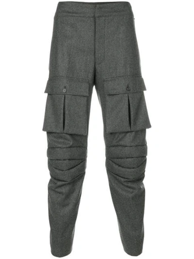 Thom Browne Articulated Solid Wool Flannel Trouser - Grey