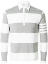 THOM BROWNE RUGBY STRIPE RELAXED FIT LONG SLEEVE POLO,MJP053A0221212559177