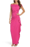 VINCE CAMUTO OFF THE SHOULDER CREPE GOWN,VC8M5964