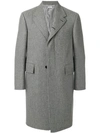 THOM BROWNE MELTON WOOL WIDE LAPEL CHESTERFIELD OVERCOAT,MOC753A0028612559542