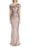 TALBOT RUNHOF COPPER FOIL SCUBA JERSEY TRUMPET GOWN,MOA16-CK10