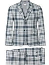 Thom Browne Exclusive Tartan Wool-blend Three-piece Suit In Grey