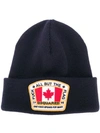 DSQUARED2 DSQUARED2 CANADIAN FLAG PATCH BEANIE - BLUE,KNM000101W0102012688172
