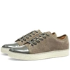 Lanvin Suede & Leather Low Top Sneakers In Grey