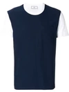 AMI ALEXANDRE MATTIUSSI CREW NECK T-SHIRT CONTRASTED FABRIC FRONT PANEL,A18J11040512618178