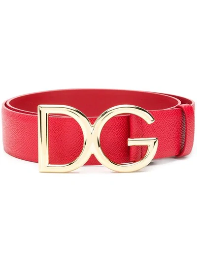 Dolce & Gabbana Logo Buckle Belt In Red