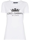 DOLCE & GABBANA DIAMANTE COLLAR LOGO CROWN PRINT COTTON T SHIRT,F8H32ZG7ORM12986821