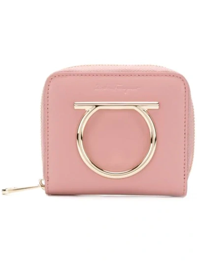 Ferragamo Gancio Zip-around Wallet In Pink