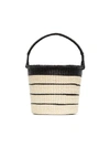 SENSI STUDIO Striped straw bucket bag,1124BLACKNATURAL12992432