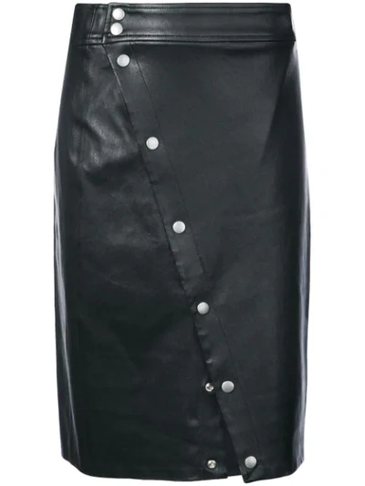 Rag & Bone Baha Leather Snap-up Pencil Skirt In Black