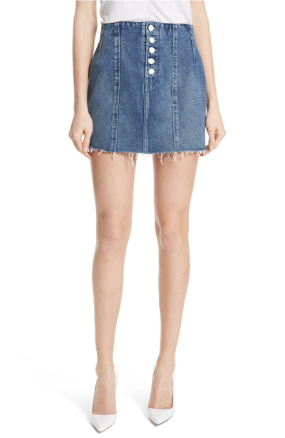 Grlfrnd Twiggy Paneled Denim Mini Skirt In Mid Denim