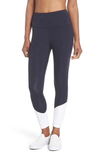 Kate Spade High-rise Colorblock Cropped Leggings In Rich Navy/fresh White