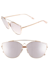 TOM FORD JACQUELYN 64MM CAT EYE SUNGLASSES - ROSE GOLD MIRROR VIOLET,FT0563W6428C
