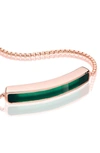 Monica Vinader Engravable Baja Stone Bracelet In Green Onyx/ Rose Gold