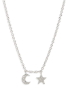 MEIRA T MOON AND STAR DIAMOND PAVE CHARM NECKLACE,1NK14/WG