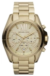 Michael Kors Unisex Chronograph Bradshaw Gold-tone Stainless Steel Bracelet Watch 43mm Mk5605 In Gold/ Gold