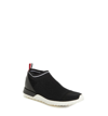 Moncler Giroflee Leather-paneled Stretch-knit Slip-on Sneakers In Black