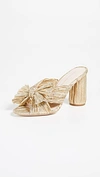 LOEFFLER RANDALL PENNY PLEATED BOW SANDALS GOLD,LOEFF41202