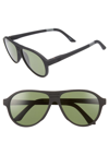 TOMS TRAVELER ZION 58MM POLARIZED AVIATOR SUNGLASSES - MATTE BLACK/ BOTTLE GREEN,10012845