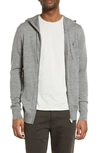 Allsaints Mode Slim Fit Merino Wool Zip Hoodie In Grey Marl