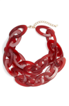 STELLA & RUBY CHUNKY ACRYLIC NECKLACE,N4438-G-RED