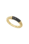 LAGOS GOLD & BLACK CAVIAR BLACK DIAMOND PAVÉ STACKING RING,02-10245-BD7