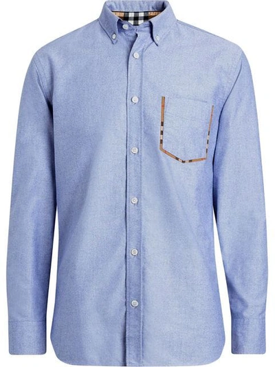 Burberry Men s Harry Check pocket Sport Shirt In Blue ModeSens GB