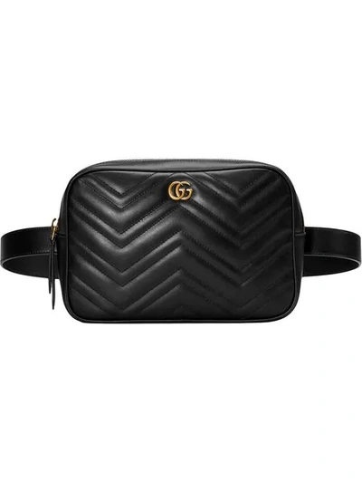 Gucci Gg Marmont 2.0 Matelasse Convertible Leather Belt Bag In Black