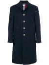 THOM BROWNE CENTER-BACK STRIPE UNCONSTRUCTED RELAXED FIT BAL COLLAR OVERCOAT,MOU540A0356412559313