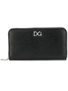 Dolce & Gabbana Dg Dauphine Leather Zip Around Wallet In Black